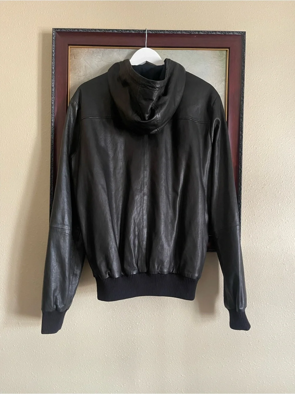 Gucci Black Leather Bomber Jacket with Hood